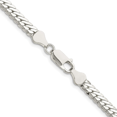 925 White Gold 5.1 mm Curb Chain Necklace, Polished alternate angle