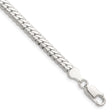 925 White Gold 5.1 mm Curb Chain Bracelet, Polished shown for scale
