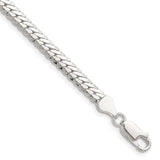 925 White Gold 5.1 mm Curb Chain Bracelet, Polished shown for scale
