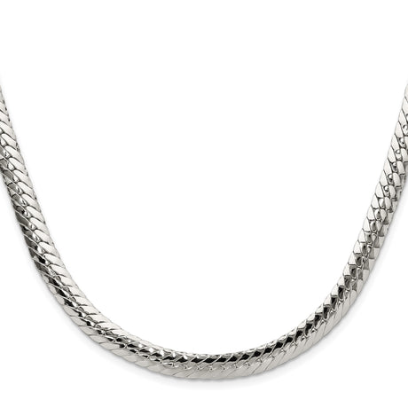 925 White Gold 6.25 mm Curb Chain Necklace, Polished