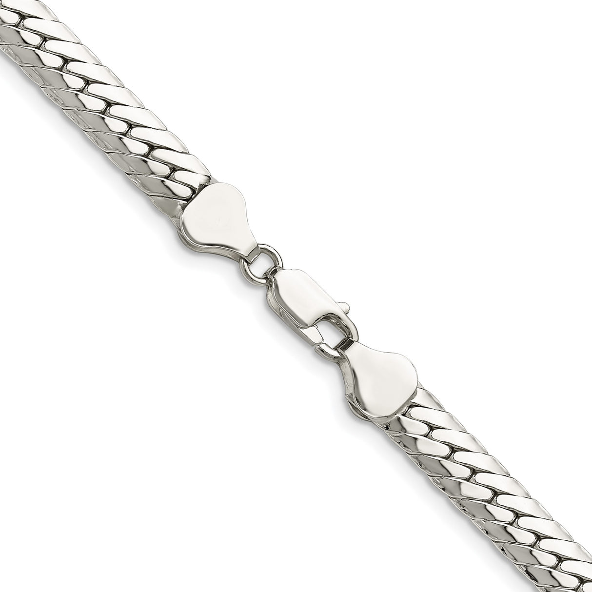 925 White Gold 6.25 mm Curb Chain Necklace, Polished alternate angle