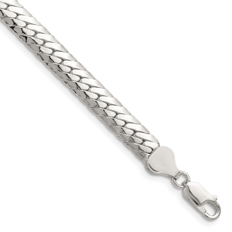 925 White Gold 6.25 mm Curb Chain Bracelet, Polished shown for scale