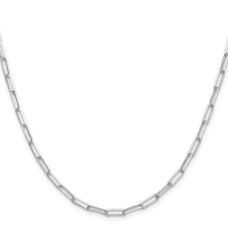 925 White Gold 3.1 mm Paperclip Chain Necklace, Polished