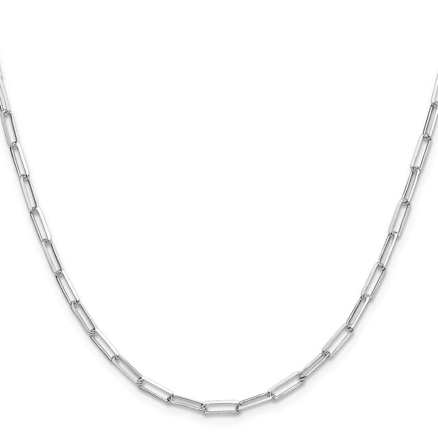 925 White Gold 3.1 mm Paperclip Chain Necklace, Polished