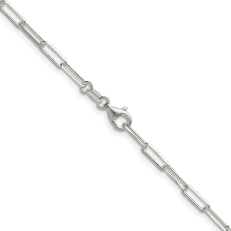 925 White Gold 3.1 mm Paperclip Chain Necklace, Polished alternate angle
