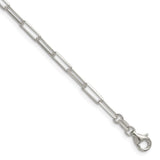 925 White Gold 3.1 mm Paperclip Chain Necklace, Polished detail view