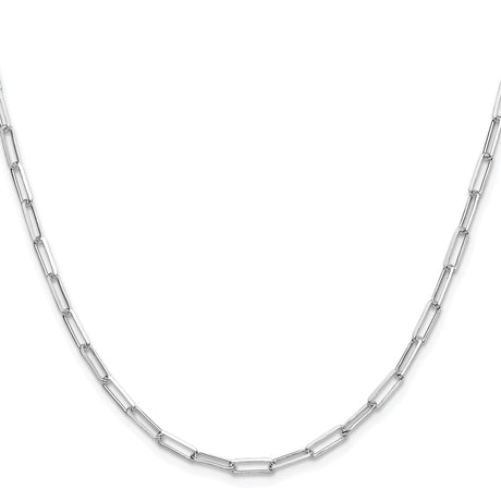 925 White Gold 3.1 mm Paperclip Chain Necklace, Polished