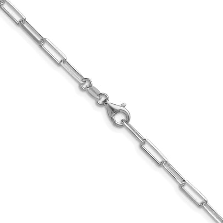 925 White Gold 3.1 mm Paperclip Chain Necklace, Polished alternate angle
