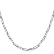 925 White Gold 3.5 mm Paperclip Chain Necklace, Polished