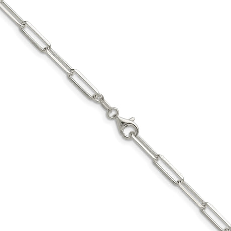 925 White Gold 3.5 mm Paperclip Chain Necklace, Polished alternate angle