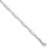 925 White Gold 3.5 mm Paperclip Chain Bracelet, Polished shown for scale