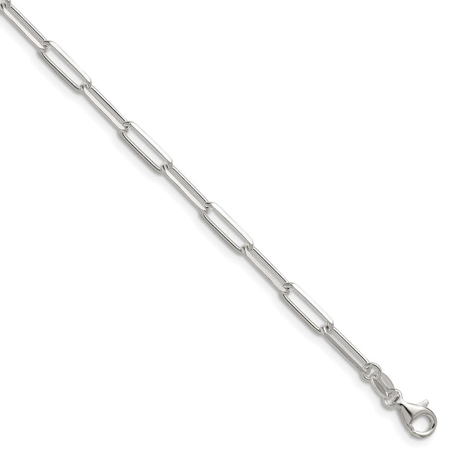 925 White Gold 3.5 mm Paperclip Chain Bracelet, Polished shown for scale