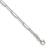 925 White Gold 3.5 mm Paperclip Chain Necklace, Polished detail view