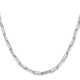 925 White Gold 3.5 mm Paperclip Chain Necklace, Polished