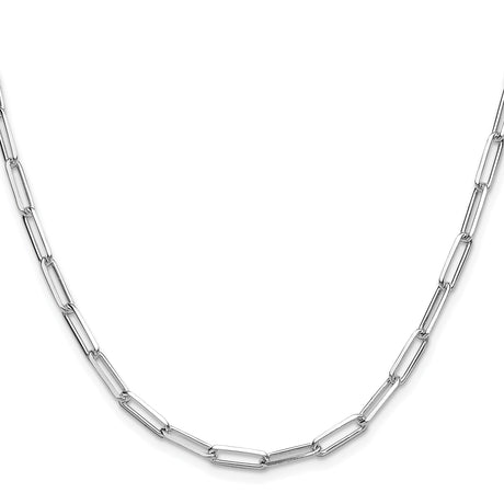 925 White Gold 3.5 mm Paperclip Chain Necklace, Polished