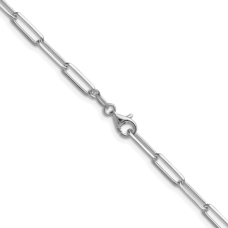 925 White Gold 3.5 mm Paperclip Chain Necklace, Polished alternate angle