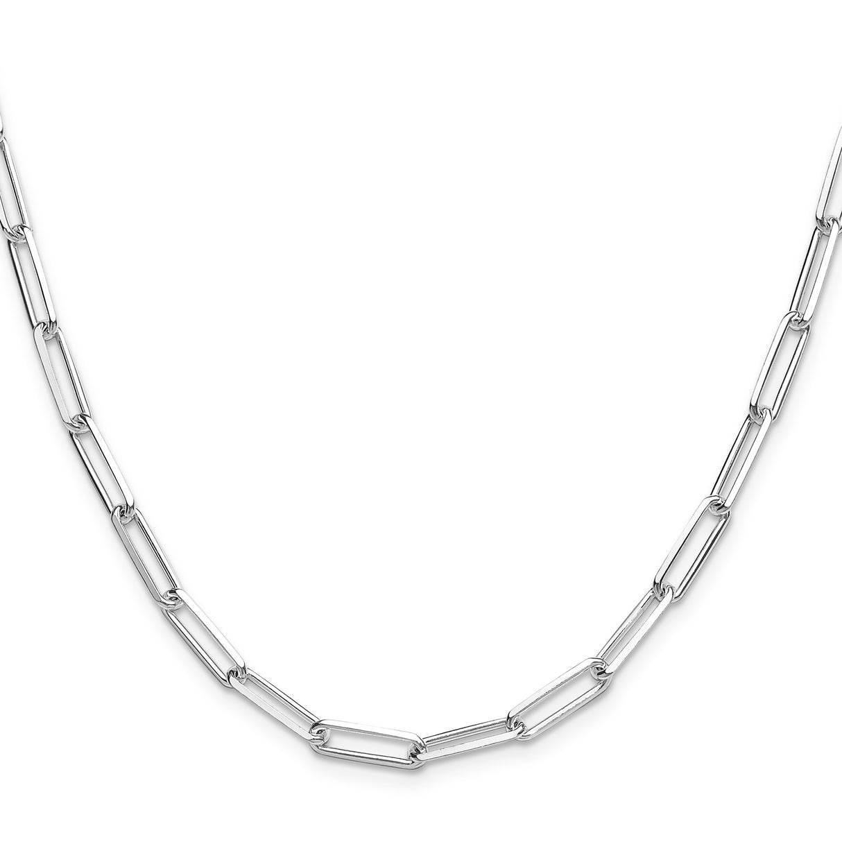 925 White Gold 4.4 mm Paperclip Chain Necklace, Polished