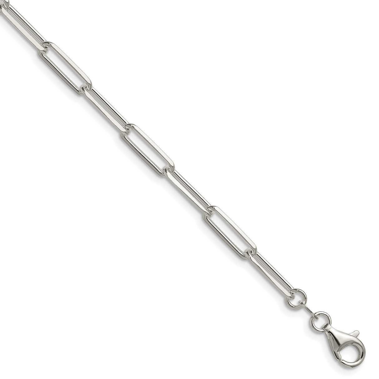 925 White Gold 4.4 mm Paperclip Chain Bracelet, Polished shown for scale