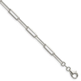 925 White Gold 4.4 mm Paperclip Chain Bracelet, Polished shown for scale