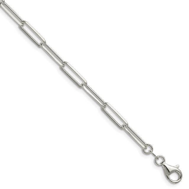 925 White Gold 4.4 mm Paperclip Chain Bracelet, Polished shown for scale