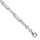 925 White Gold 4.4 mm Paperclip Chain Necklace, Polished detail view
