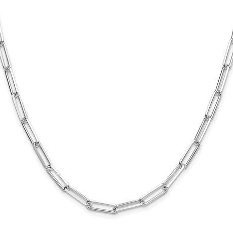 925 White Gold 4.4 mm Paperclip Chain Necklace, Polished