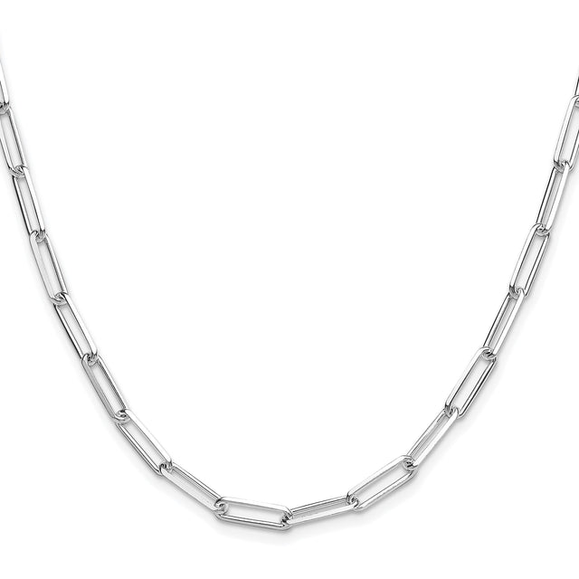 925 White Gold 4.4 mm Paperclip Chain Necklace, Polished