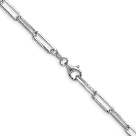 925 White Gold 4.4 mm Paperclip Chain Necklace, Polished alternate angle