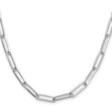 925 White Gold 5.5 mm Paperclip Chain Necklace, Polished