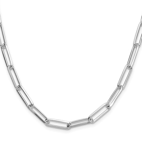 925 White Gold 5.5 mm Paperclip Chain Necklace, Polished