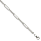 925 White Gold 5.5 mm Paperclip Chain Bracelet, Polished shown for scale