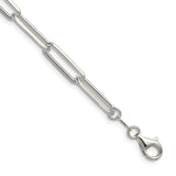 925 White Gold 5.5 mm Paperclip Chain Necklace, Polished detail view