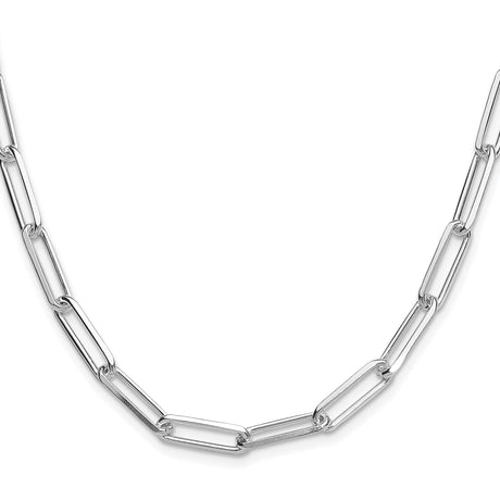 925 White Gold 5.5 mm Paperclip Chain Necklace, Polished