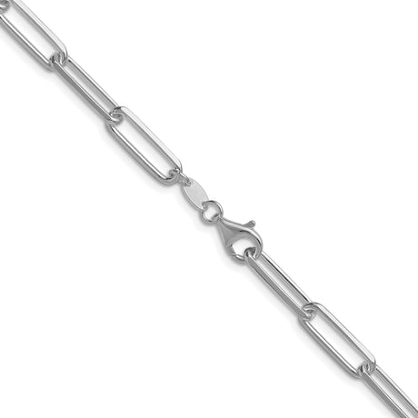 925 White Gold 5.5 mm Paperclip Chain Necklace, Polished alternate angle