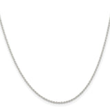 925 White Gold 1.3 mm Rope Chain Necklace, Polished