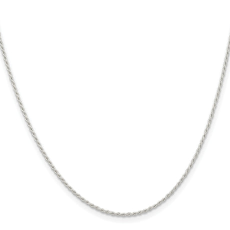 925 White Gold 1.3 mm Rope Chain Necklace, Polished