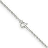 925 White Gold 1.3 mm Rope Chain Necklace, Polished alternate angle