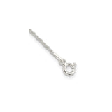 925 White Gold 1.3 mm Rope Chain Anklet, Polished shown for scale