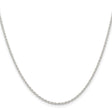 925 White Gold 1.5 mm Rope Chain Necklace, Polished