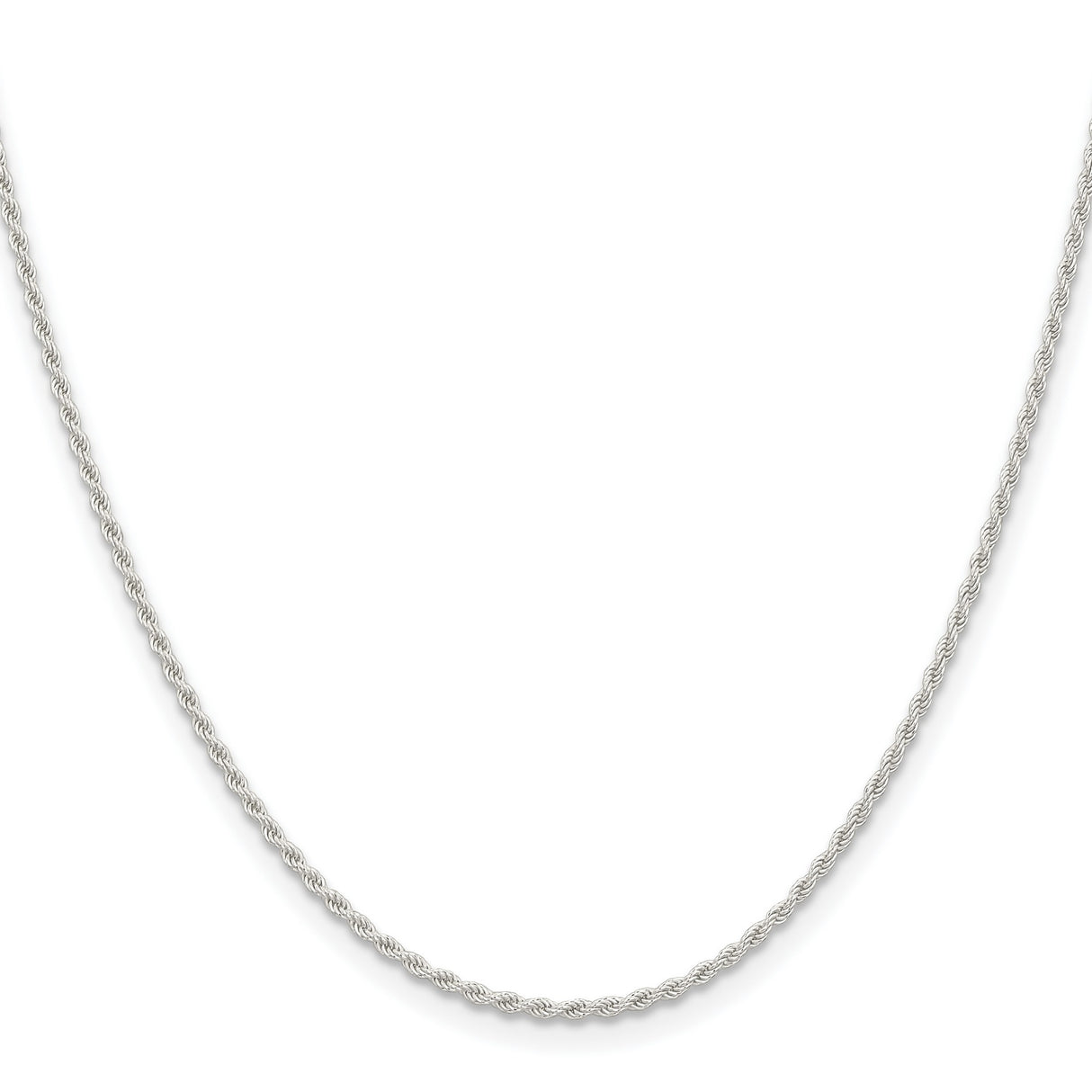 925 White Gold 1.5 mm Rope Chain Necklace, Polished