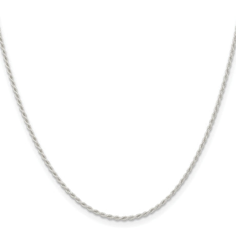 925 White Gold 1.5 mm Rope Chain Necklace, Polished
