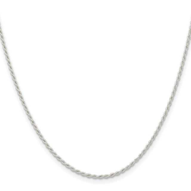 925 White Gold 1.5 mm Rope Chain Necklace, Polished
