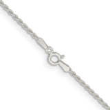 925 White Gold 1.5 mm Rope Chain Necklace, Polished alternate angle