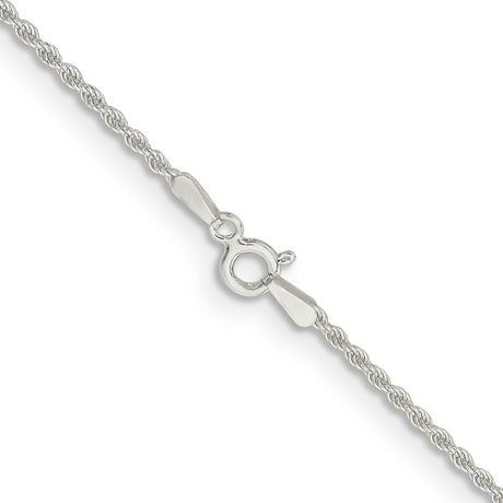 925 White Gold 1.5 mm Rope Chain Necklace, Polished alternate angle