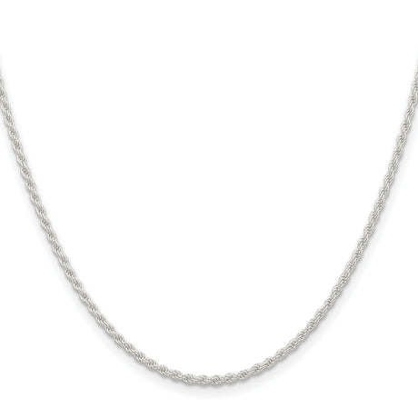 925 White Gold 1.8 mm Rope Chain Necklace, Polished