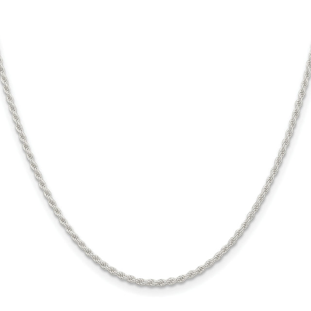 925 White Gold 1.8 mm Rope Chain Necklace, Polished