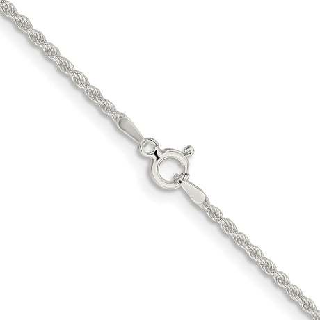 925 White Gold 1.8 mm Rope Chain Necklace, Polished alternate angle