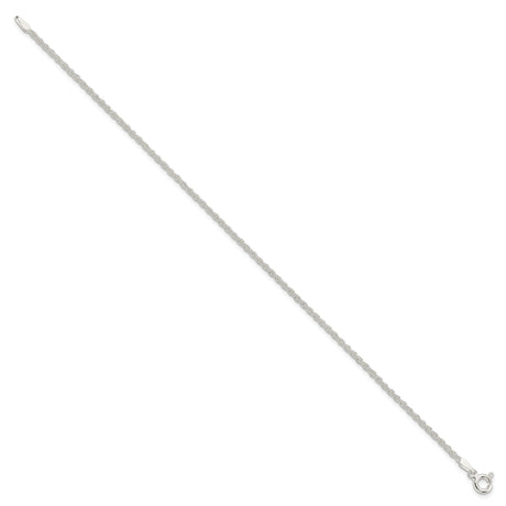 925 White Gold 1.8 mm Rope Chain Bracelet, Polished