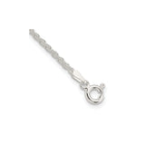 925 White Gold 1.8 mm Rope Chain Anklet, Polished shown for scale