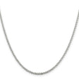 925 White Gold 2.3 mm Rope Chain Necklace, Polished